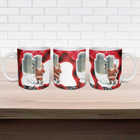 Iraq Christmas Ceramic Mug with Santa Ishtar Gate Red Plaid and Snowflake Reindeer Pattern - Wonder Print Shop