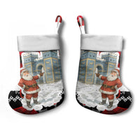 Iraq Christmas Stocking with Santa Ishtar Gate Red Plaid and Snowflake Reindeer Pattern - Wonder Print Shop