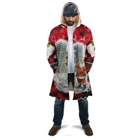 Iraq Christmas Cloak with Santa Ishtar Gate Red Plaid and Snowflake Reindeer Pattern - Wonder Print Shop