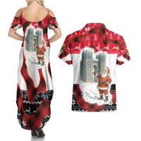 Iraq Christmas Couples Matching Summer Maxi Dress and Hawaiian Shirt with Santa Ishtar Gate Red Plaid and Snowflake Reindeer Pattern - Wonder Print Shop