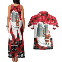 Iraq Christmas Couples Matching Tank Maxi Dress and Hawaiian Shirt with Santa Ishtar Gate Red Plaid and Snowflake Reindeer Pattern - Wonder Print Shop