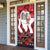 Iraq Christmas Door Cover with Santa Ishtar Gate Red Plaid and Snowflake Reindeer Pattern - Wonder Print Shop