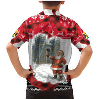 Iraq Christmas Family Matching Mermaid Dress and Hawaiian Shirt with Santa Ishtar Gate Red Plaid and Snowflake Reindeer Pattern - Wonder Print Shop