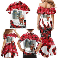 Iraq Christmas Family Matching Mermaid Dress and Hawaiian Shirt with Santa Ishtar Gate Red Plaid and Snowflake Reindeer Pattern - Wonder Print Shop