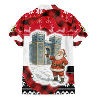 Iraq Christmas Family Matching Mermaid Dress and Hawaiian Shirt with Santa Ishtar Gate Red Plaid and Snowflake Reindeer Pattern - Wonder Print Shop