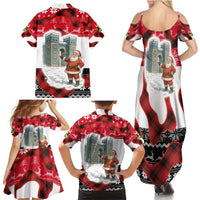 Iraq Christmas Family Matching Summer Maxi Dress and Hawaiian Shirt with Santa Ishtar Gate Red Plaid and Snowflake Reindeer Pattern - Wonder Print Shop