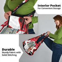 Iraq Christmas Grocery Bag with Santa Ishtar Gate Red Plaid and Snowflake Reindeer Pattern - Wonder Print Shop