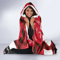 Iraq Christmas Hooded Blanket with Santa Ishtar Gate Red Plaid and Snowflake Reindeer Pattern - Wonder Print Shop