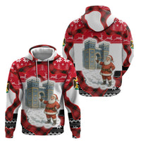 Iraq Christmas Hoodie with Santa Ishtar Gate Red Plaid and Snowflake Reindeer Pattern - Wonder Print Shop
