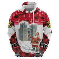 Iraq Christmas Hoodie with Santa Ishtar Gate Red Plaid and Snowflake Reindeer Pattern - Wonder Print Shop