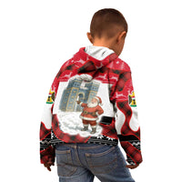 Iraq Christmas Kid Hoodie with Santa Ishtar Gate Red Plaid and Snowflake Reindeer Pattern - Wonder Print Shop