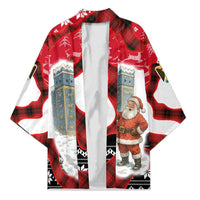 Iraq Christmas Kimono with Santa Ishtar Gate Red Plaid and Snowflake Reindeer Pattern - Wonder Print Shop