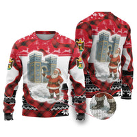 Iraq Christmas Ugly Christmas Sweater with Santa Ishtar Gate Red Plaid and Snowflake Reindeer Pattern - Wonder Print Shop