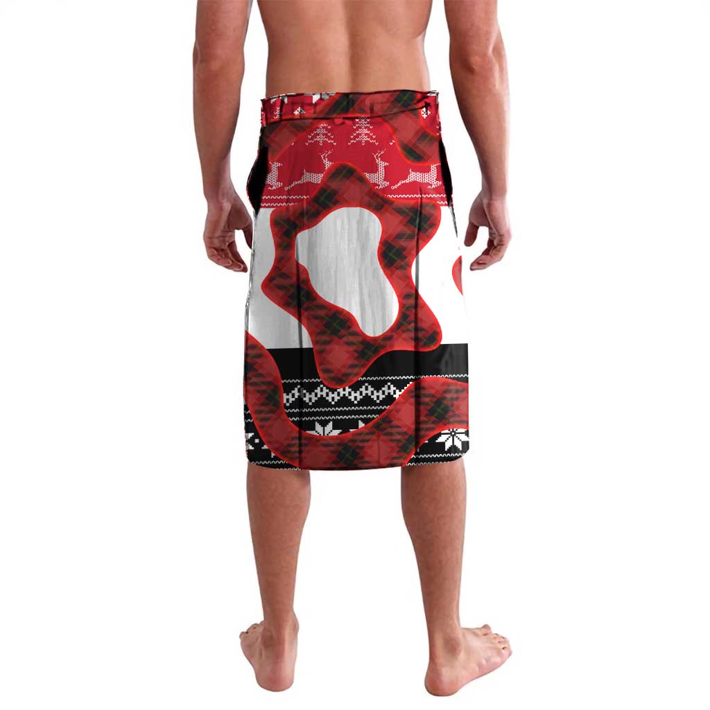 Iraq Christmas Lavalava with Santa Ishtar Gate Red Plaid and Snowflake Reindeer Pattern - Wonder Print Shop