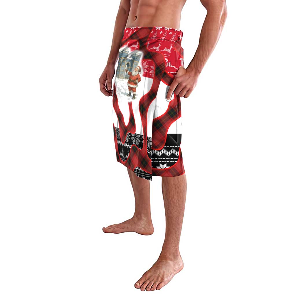 Iraq Christmas Lavalava with Santa Ishtar Gate Red Plaid and Snowflake Reindeer Pattern - Wonder Print Shop