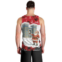 Iraq Christmas Men Tank Top with Santa Ishtar Gate Red Plaid and Snowflake Reindeer Pattern - Wonder Print Shop