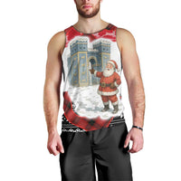 Iraq Christmas Men Tank Top with Santa Ishtar Gate Red Plaid and Snowflake Reindeer Pattern - Wonder Print Shop