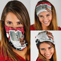 Iraq Christmas Neck Gaiter with Santa Ishtar Gate Red Plaid and Snowflake Reindeer Pattern - Wonder Print Shop