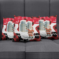 Iraq Christmas Pillow Cover with Santa Ishtar Gate Red Plaid and Snowflake Reindeer Pattern - Wonder Print Shop
