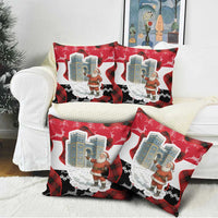 Iraq Christmas Pillow Cover with Santa Ishtar Gate Red Plaid and Snowflake Reindeer Pattern - Wonder Print Shop