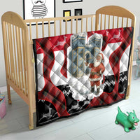 Iraq Christmas Quilt with Santa Ishtar Gate Red Plaid and Snowflake Reindeer Pattern - Wonder Print Shop