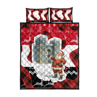 Iraq Christmas Quilt Bed Set with Santa Ishtar Gate Red Plaid and Snowflake Reindeer Pattern - Wonder Print Shop