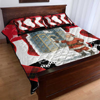 Iraq Christmas Quilt Bed Set with Santa Ishtar Gate Red Plaid and Snowflake Reindeer Pattern - Wonder Print Shop