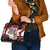 Iraq Christmas Shoulder Handbag with Santa Ishtar Gate Red Plaid and Snowflake Reindeer Pattern - Wonder Print Shop