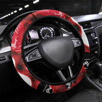 Iraq Christmas Steering Wheel Cover with Santa Ishtar Gate Red Plaid and Snowflake Reindeer Pattern - Wonder Print Shop