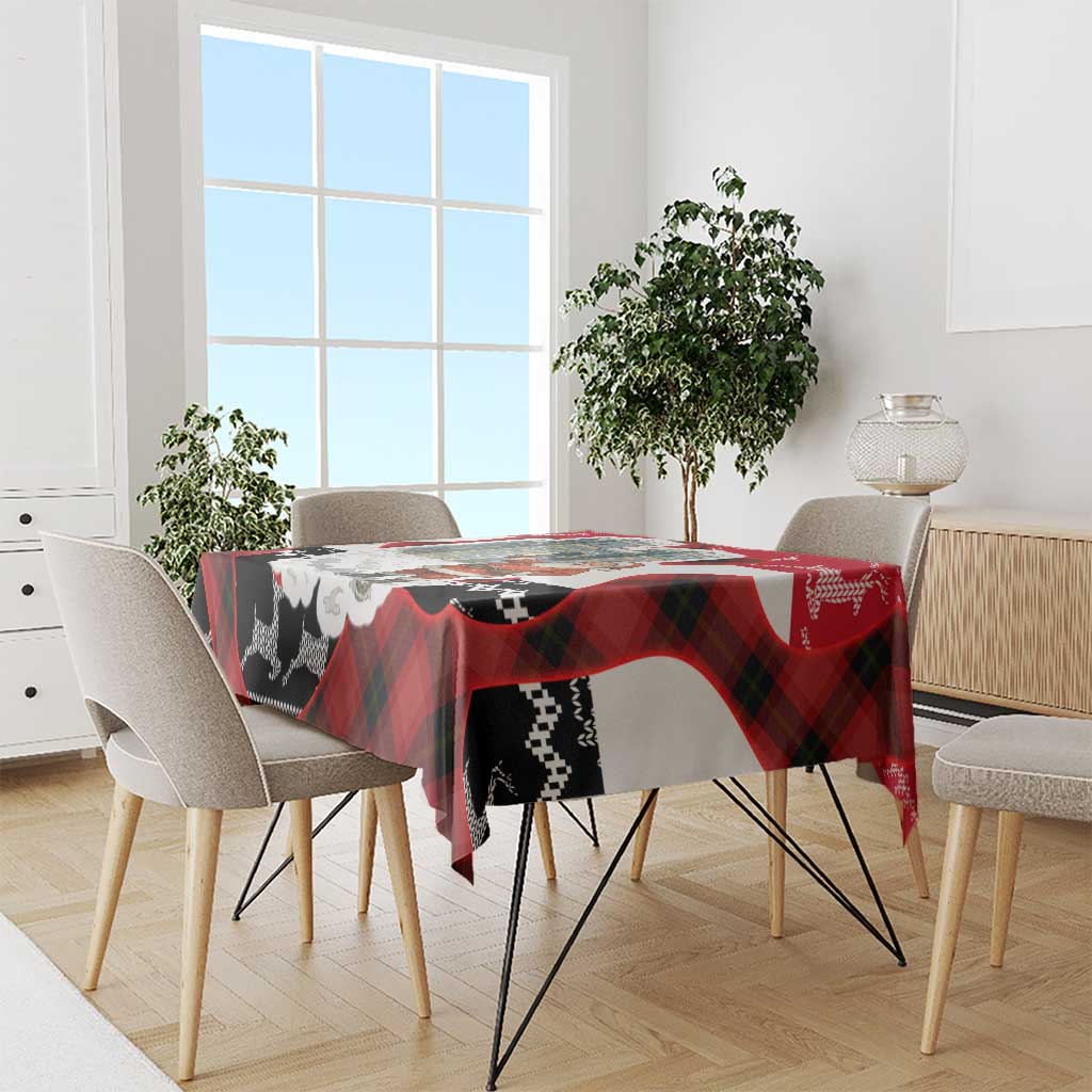 Iraq Christmas Tablecloth with Santa Ishtar Gate Red Plaid and Snowflake Reindeer Pattern - Wonder Print Shop