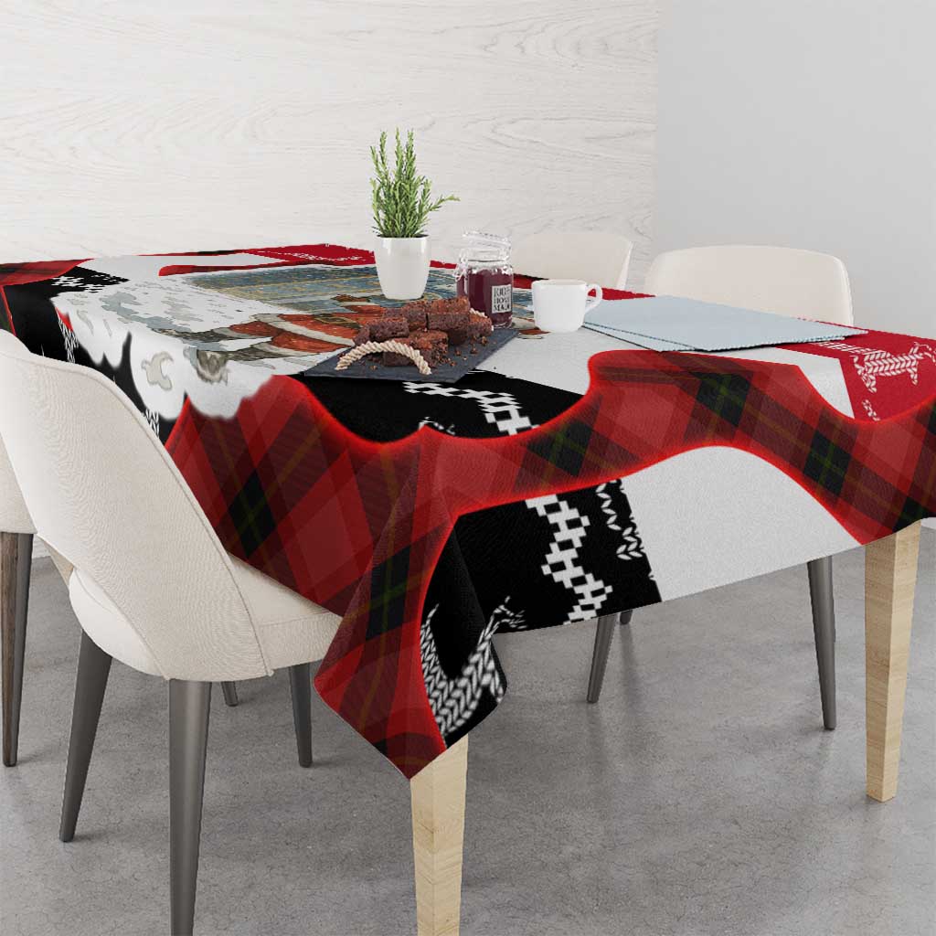 Iraq Christmas Tablecloth with Santa Ishtar Gate Red Plaid and Snowflake Reindeer Pattern - Wonder Print Shop
