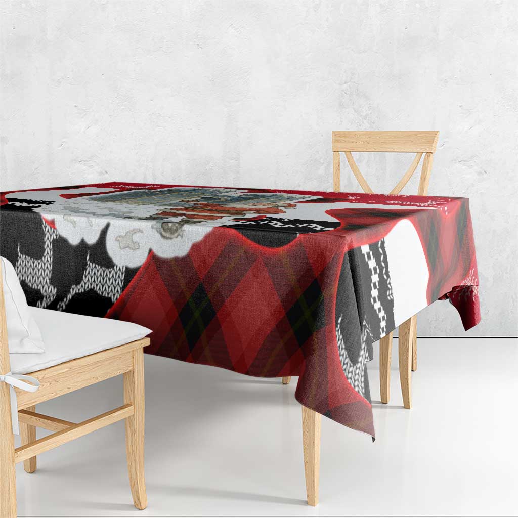 Iraq Christmas Tablecloth with Santa Ishtar Gate Red Plaid and Snowflake Reindeer Pattern - Wonder Print Shop
