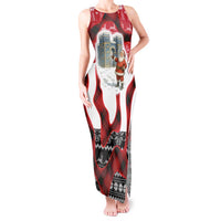 Iraq Christmas Tank Maxi Dress with Santa Ishtar Gate Red Plaid and Snowflake Reindeer Pattern - Wonder Print Shop