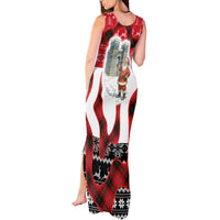 Iraq Christmas Tank Maxi Dress with Santa Ishtar Gate Red Plaid and Snowflake Reindeer Pattern - Wonder Print Shop