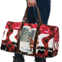 Iraq Christmas Travel Bag with Santa Ishtar Gate Red Plaid and Snowflake Reindeer Pattern - Wonder Print Shop