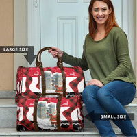 Iraq Christmas Travel Bag with Santa Ishtar Gate Red Plaid and Snowflake Reindeer Pattern - Wonder Print Shop