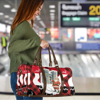 Iraq Christmas Travel Bag with Santa Ishtar Gate Red Plaid and Snowflake Reindeer Pattern - Wonder Print Shop