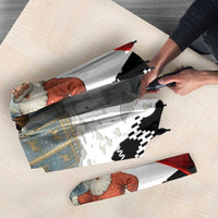 Iraq Christmas Umbrella with Santa Ishtar Gate Red Plaid and Snowflake Reindeer Pattern - Wonder Print Shop