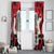 Iraq Christmas Window Curtain with Santa Ishtar Gate Red Plaid and Snowflake Reindeer Pattern - Wonder Print Shop
