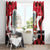 Iraq Christmas Window Curtain with Santa Ishtar Gate Red Plaid and Snowflake Reindeer Pattern - Wonder Print Shop