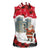 Iraq Christmas Women Sleeveless Polo Shirt with Santa Ishtar Gate Red Plaid and Snowflake Reindeer Pattern - Wonder Print Shop
