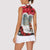 Iraq Christmas Women Sleeveless Polo Shirt with Santa Ishtar Gate Red Plaid and Snowflake Reindeer Pattern - Wonder Print Shop