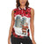 Iraq Christmas Women Sleeveless Polo Shirt with Santa Ishtar Gate Red Plaid and Snowflake Reindeer Pattern - Wonder Print Shop