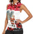 Iraq Christmas Women Sleeveless Polo Shirt with Santa Ishtar Gate Red Plaid and Snowflake Reindeer Pattern - Wonder Print Shop