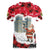 Iraq Christmas Women V-Neck T-Shirt with Santa Ishtar Gate Red Plaid and Snowflake Reindeer Pattern - Wonder Print Shop