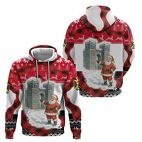 Iraq Christmas Zip Hoodie with Santa Ishtar Gate Red Plaid and Snowflake Reindeer Pattern - Wonder Print Shop