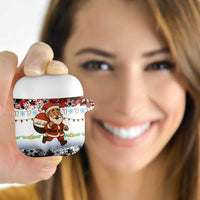 Iraq Christmas AirPods Case with Santa Carrying Gift Bag Flag Garland and Snowflake Plaid Pattern - Wonder Print Shop