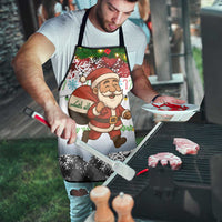 Iraq Christmas Apron with Santa Carrying Gift Bag Flag Garland and Snowflake Plaid Pattern - Wonder Print Shop