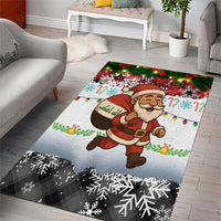 Iraq Christmas Area Rug with Santa Carrying Gift Bag Flag Garland and Snowflake Plaid Pattern - Wonder Print Shop