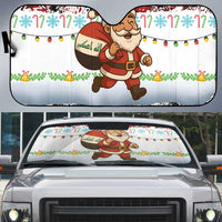 Iraq Christmas Auto Sun Shade with Santa Carrying Gift Bag Flag Garland and Snowflake Plaid Pattern - Wonder Print Shop